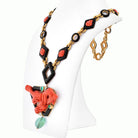 David Webb Platinum & 18K Yellow Gold Coral Dragon Carved Green Emerald Necklace - The Back Vault