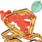 David Webb Platinum & 18K Yellow Gold Coral Dragon Carved Green Emerald Necklace - The Back Vault