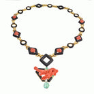 David Webb Platinum & 18K Yellow Gold Coral Dragon Carved Green Emerald Necklace - The Back Vault