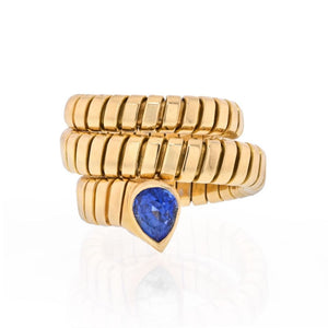 Bvlgari 18K Yellow Gold Tubogas Sapphire Ring