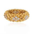 David Webb Platinum & 18K Yellow Gold Warty Textured Diamond Sections Wide Bracelet - The Back Vault