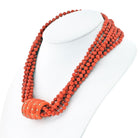 Seaman Schepps 18K Yellow Gold Six Strang Coral And Diamond Necklace - The Back Vault