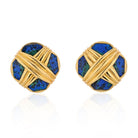 David Webb Platinum & 18K Yellow Gold Azurmalachite Earrings - The Back Vault