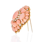 David Webb 18K Yellow Gold Pink Coral Cluster And Diamond Brooch - The Back Vault