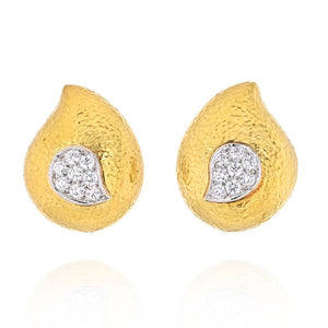 David Webb Platinum & 18K Yellow Gold Paisley Diamond Earrings