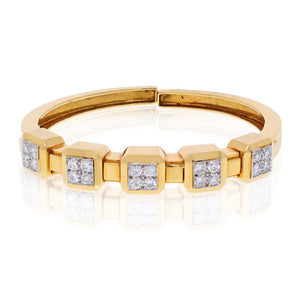 David Webb Platinum & 18K Yellow Gold Diamond Cuff Bracelet