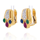 David Webb Cabochon Sapphire, Emerald And Ruby Bear Paw Earrings - The Back Vault