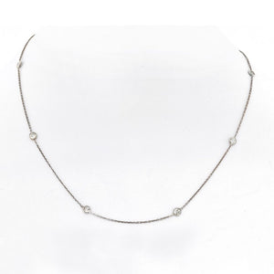 18K White Gold 1.60cts Old Cut Diamond by the Yard Necklace