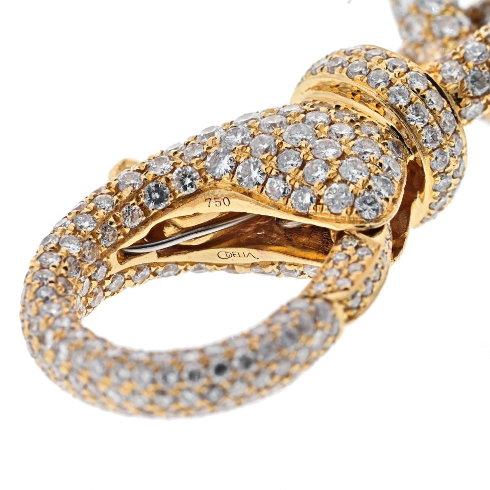 18K Yellow Gold 35 Carat Pave Oval Link Diamond Chain Bracelet - The Back Vault