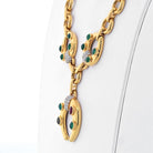 David Webb 18K Yellow Gold Celtic Crescent Emerald, Ruby And Diamond Chain Necklace - The Back Vault