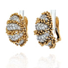 David Webb Platinum & 18K Yellow Gold Diamond Oval Clip On Earrings - The Back Vault