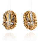 David Webb Platinum & 18K Yellow Gold Diamond Oval Clip On Earrings - The Back Vault