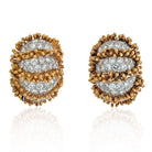 David Webb Platinum & 18K Yellow Gold Diamond Oval Clip On Earrings - The Back Vault