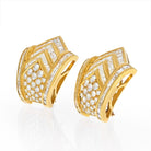 18K Yellow Gold Estate Cluster 14.00cts Baguette Round Diamond Earrings - The Back Vault