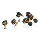 David Webb Yellow Gold Black Panther Mens Suit Set Cuff Links - The Back Vault