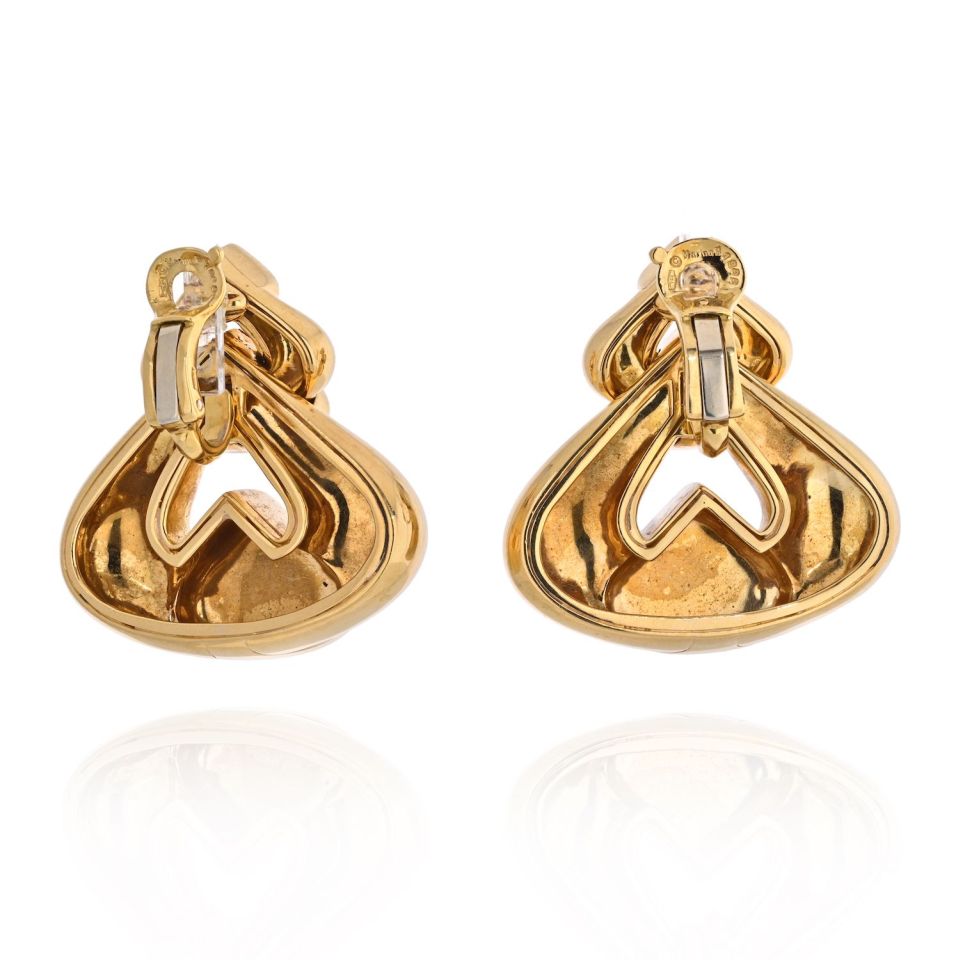 Marina B. 18K Yellow Gold Brushed Finish Door Knockers Earrings - The Back Vault