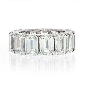 Platinum 13.38cts Emerald Cut Diamond Eternity Eternity Band