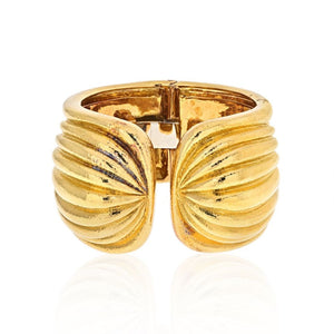 David Webb Platinum & 18K Yellow Gold Fluted Cuff Bracelet