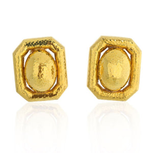 David Webb Yellow Gold Articulated Geometrical Ancient World clip On Earrings