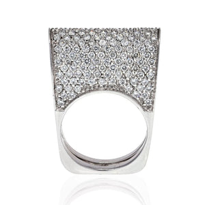 18K White Gold 3cts Pave Diamond Cocktail Ring