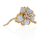 David Webb Platinum & 18K Yellow Gold Tremblant Diamond Flower Brooch - The Back Vault