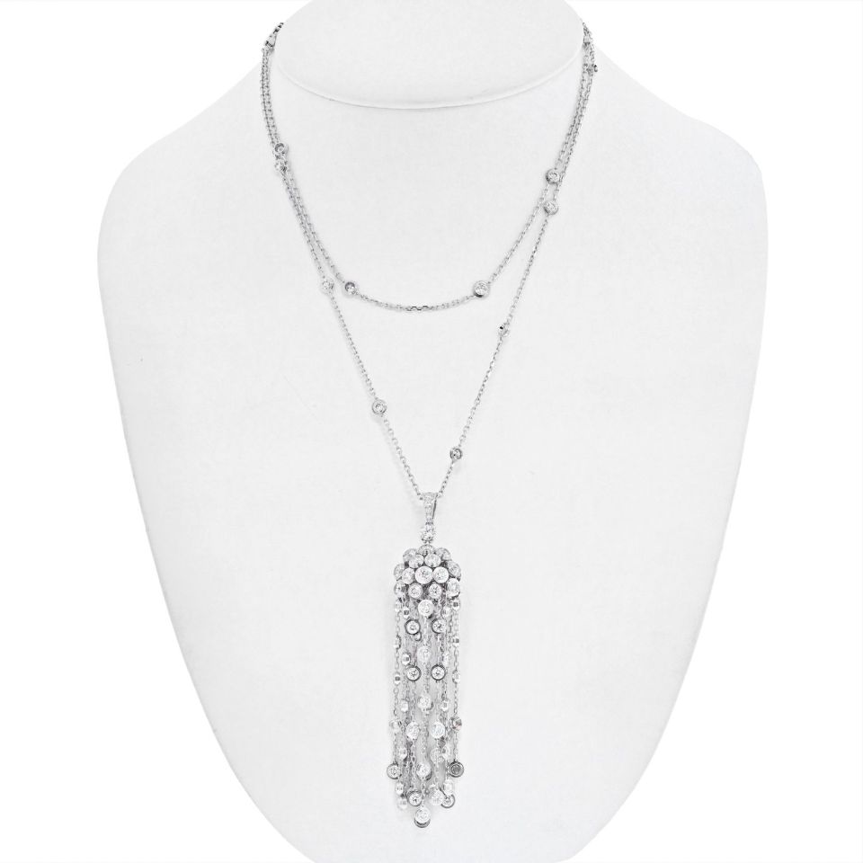 Cartier 18K White Gold L'egers Diamants Spotlight Necklace - The Back Vault