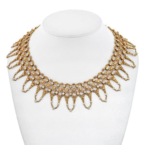 18K Yellow Gold 16 Carats Diamond Collar Bib Necklace