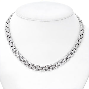 Cartier 18K White Gold Maillon Panthere 3 Row Diamond Necklace