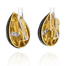 David Webb 18K Yellow Gold Black Enamel And Diamond Tear Drop Earrings - The Back Vault