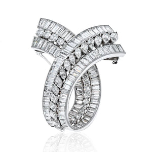 Platinum 25 carat Diamond Twist Brooch