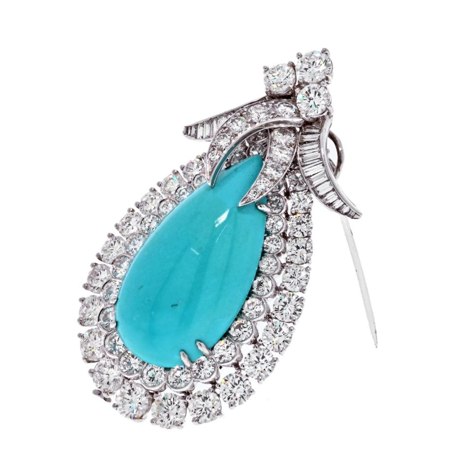 David Webb Platinum Turquoise And Diamond Necklace - The Back Vault