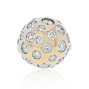 18K Yellow Gold High Polish Modern Diamond Set Gold Ball Ring