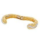 David Webb Platinum & 18K Yellow Gold Rigid Diamond Wave Cuff Bracelet - The Back Vault