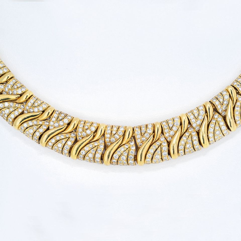 Bvlgari 18K Yellow Gold Diamond Choker Necklace - The Back Vault