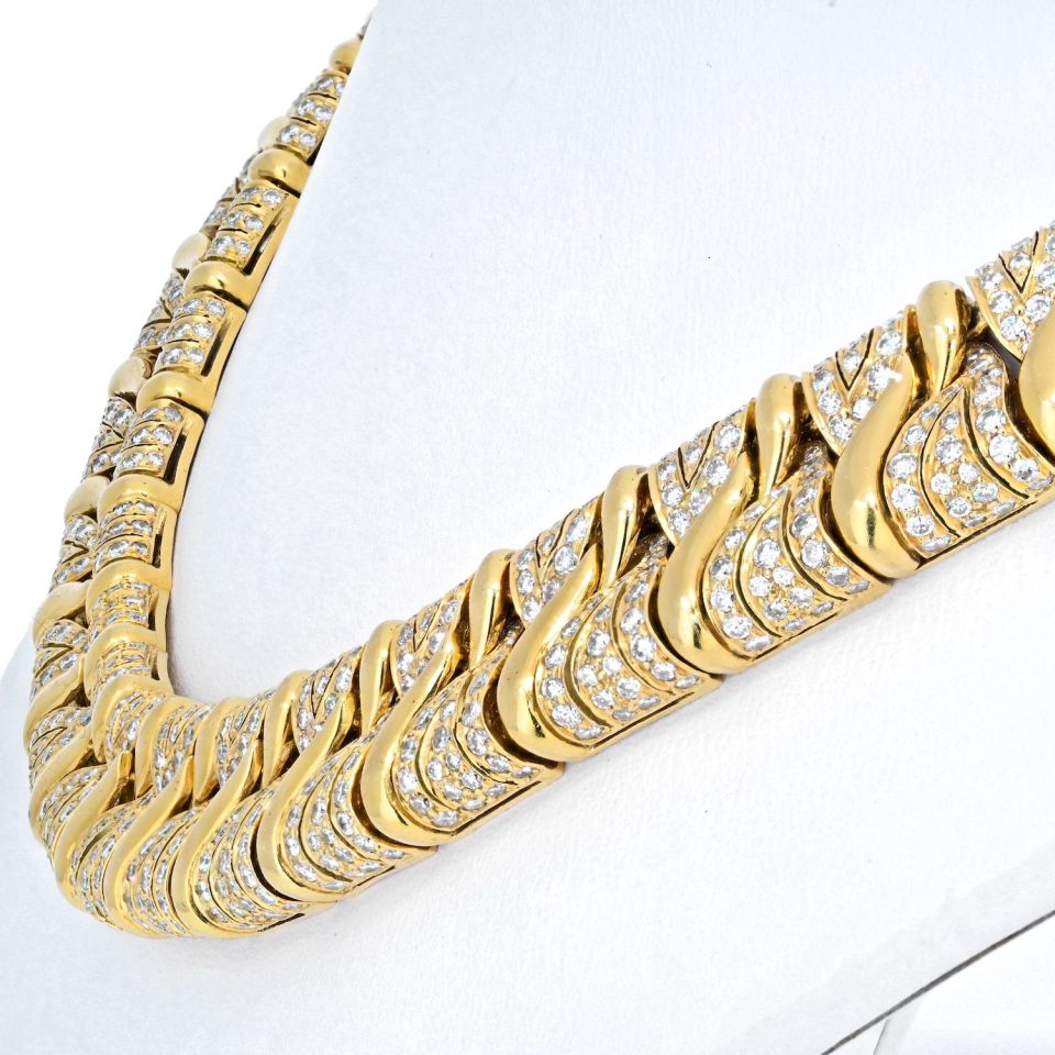 Bvlgari 18K Yellow Gold Diamond Choker Necklace - The Back Vault