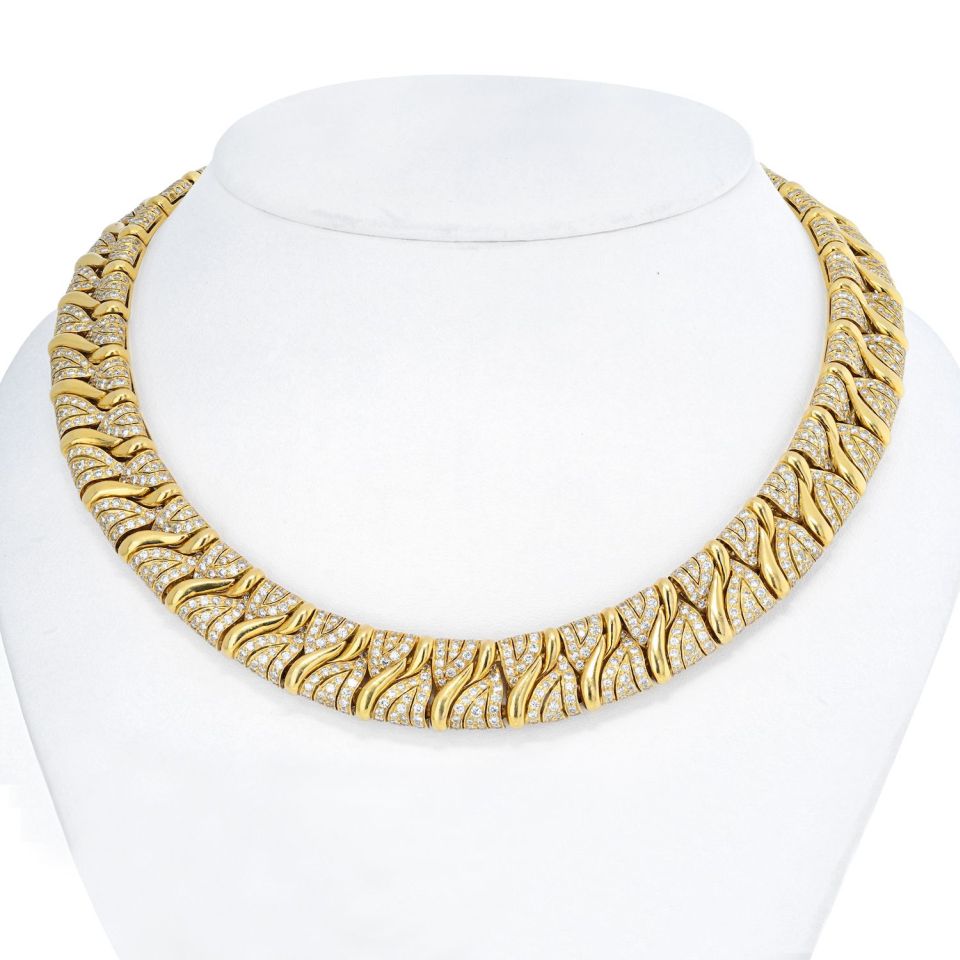 Bvlgari 18K Yellow Gold Diamond Choker Necklace - The Back Vault