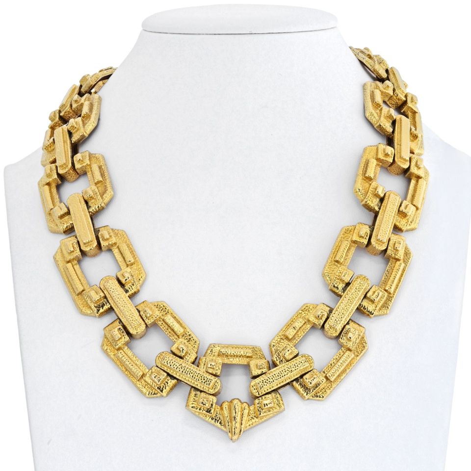 David Webb Platinum & 18K Yellow Gold Large Ancient World Open Link Necklace - The Back Vault