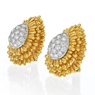 David Webb Platinum & 18K Yellow Gold Diamond Clip Earrings - The Back Vault