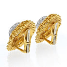 David Webb Platinum & 18K Yellow Gold Diamond Clip Earrings - The Back Vault