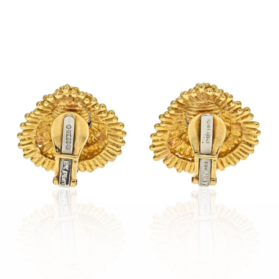 David Webb Platinum & 18K Yellow Gold Diamond Clip Earrings - The Back Vault