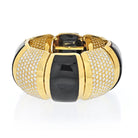 Hammerman Brothers 18K Yellow Gold 26 Carat Black Agate Large Bangle Bracelet - The Back Vault