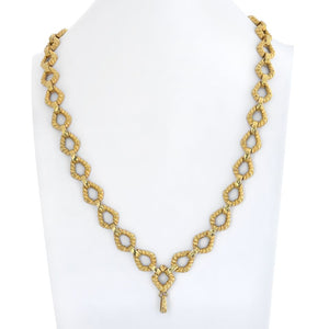 David Webb Platinum & 18K Yellow Gold Hammered Link Twist Chain Necklace