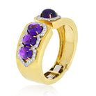 David Webb Platinum & 18K Yellow Gold Cabochon Amethyst And Diamond Cuff Bracelet - The Back Vault