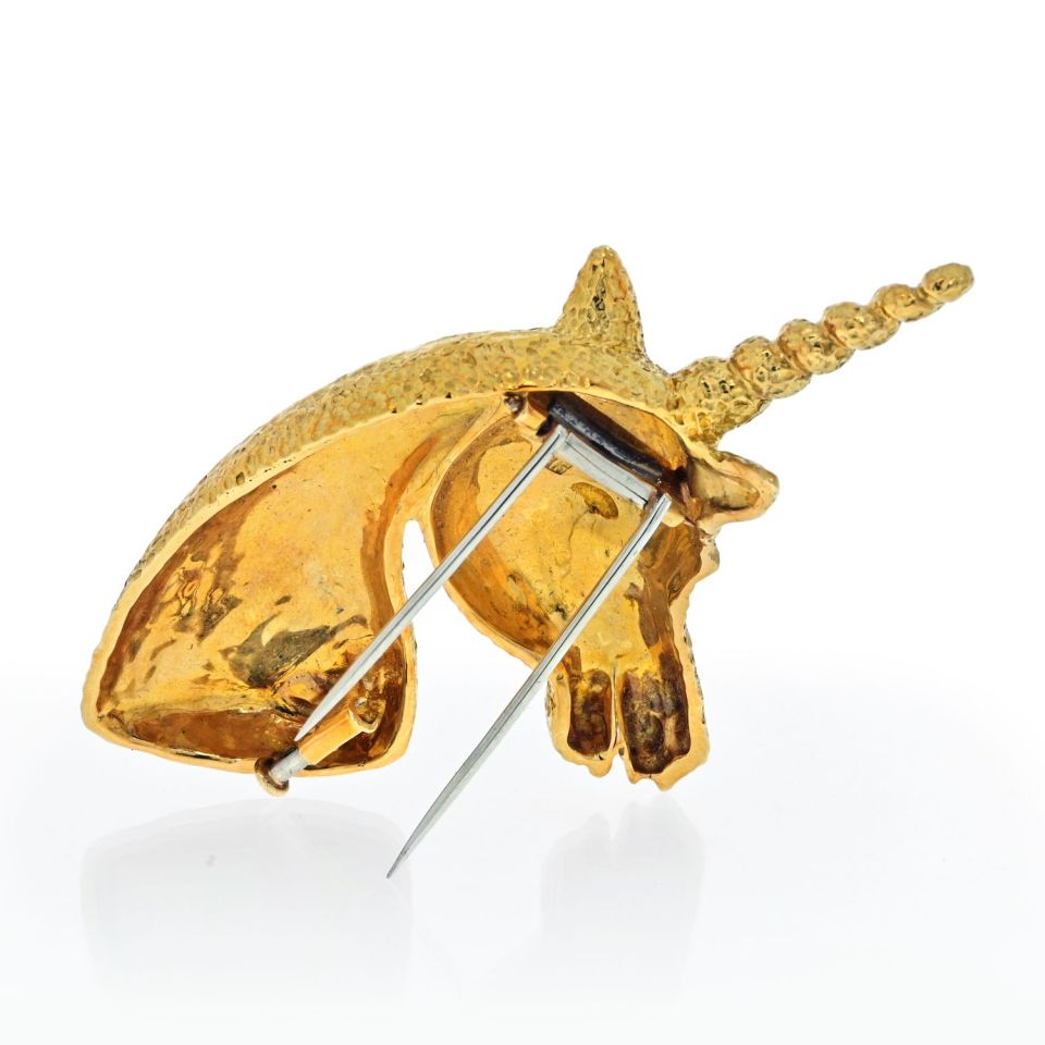 David Webb Platinum & 18K Yellow Gold Unicorn Brooch - The Back Vault