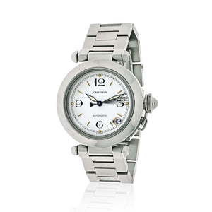 Cartier Stainless Steel Pasha 35mm White Dial Round Women Watch