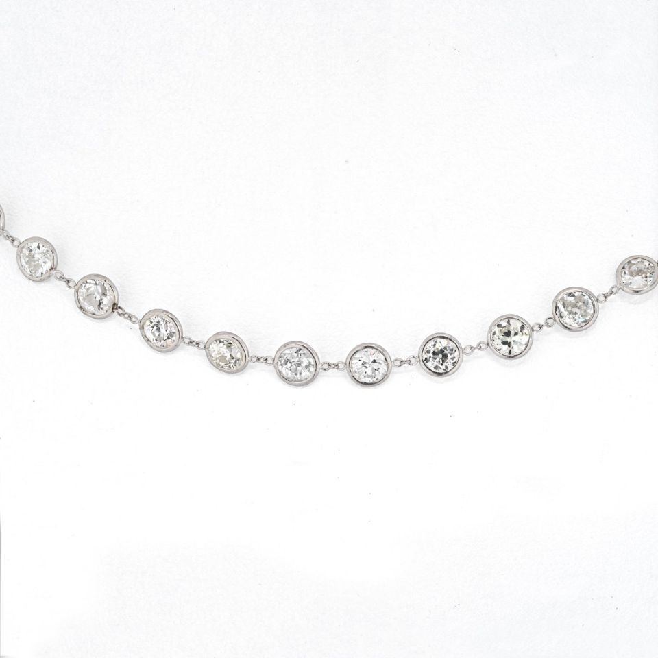 Platinum 13.50cts Round Cut Diamond By The Yard Chain Necklace - The Back Vault