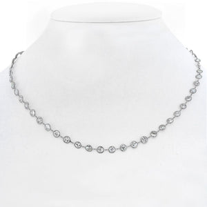 Platinum 13.50cts Round Cut Diamond By The Yard Chain Necklace