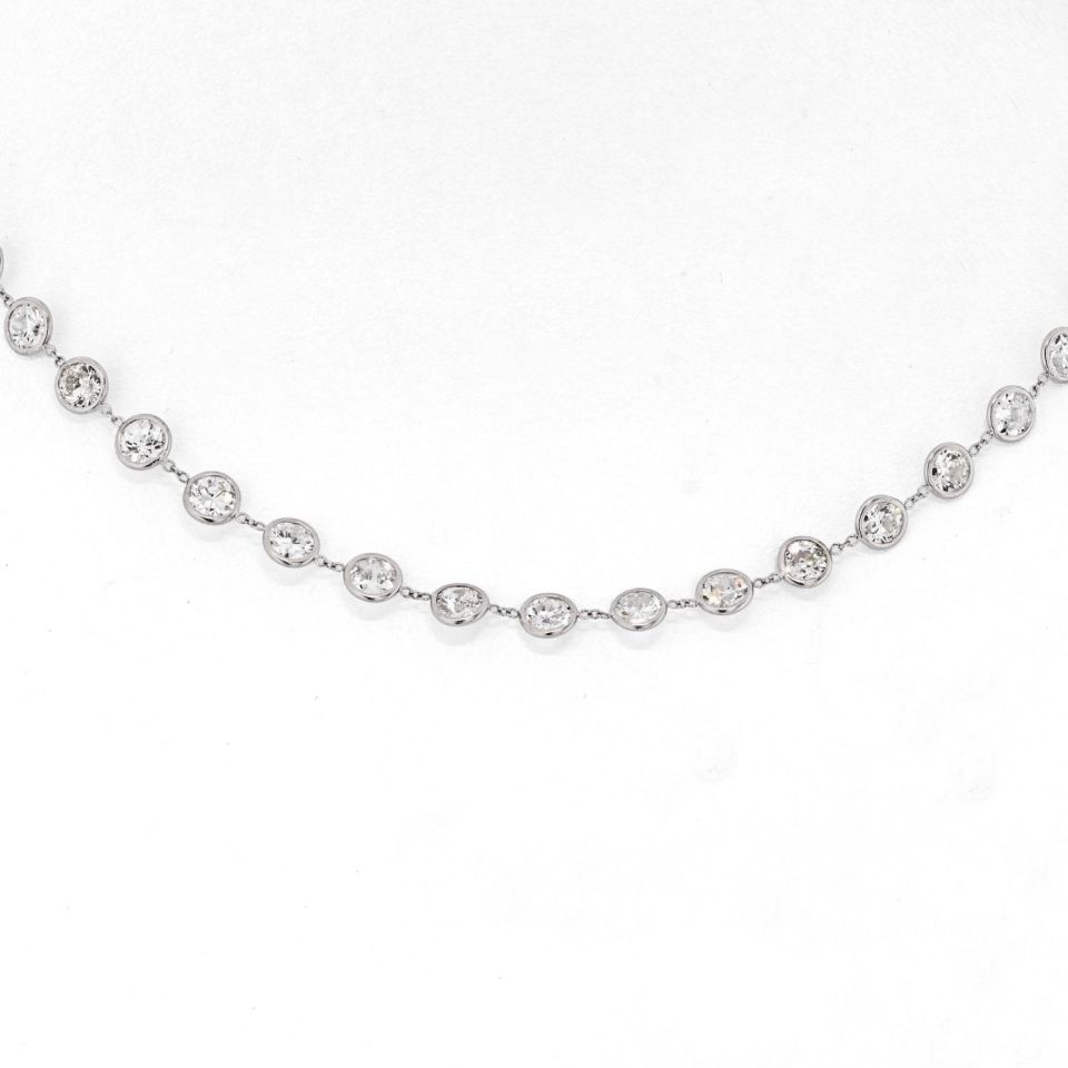 Platinum 15 Old European Cut Diamond By The Yard Chain Necklace - The Back Vault