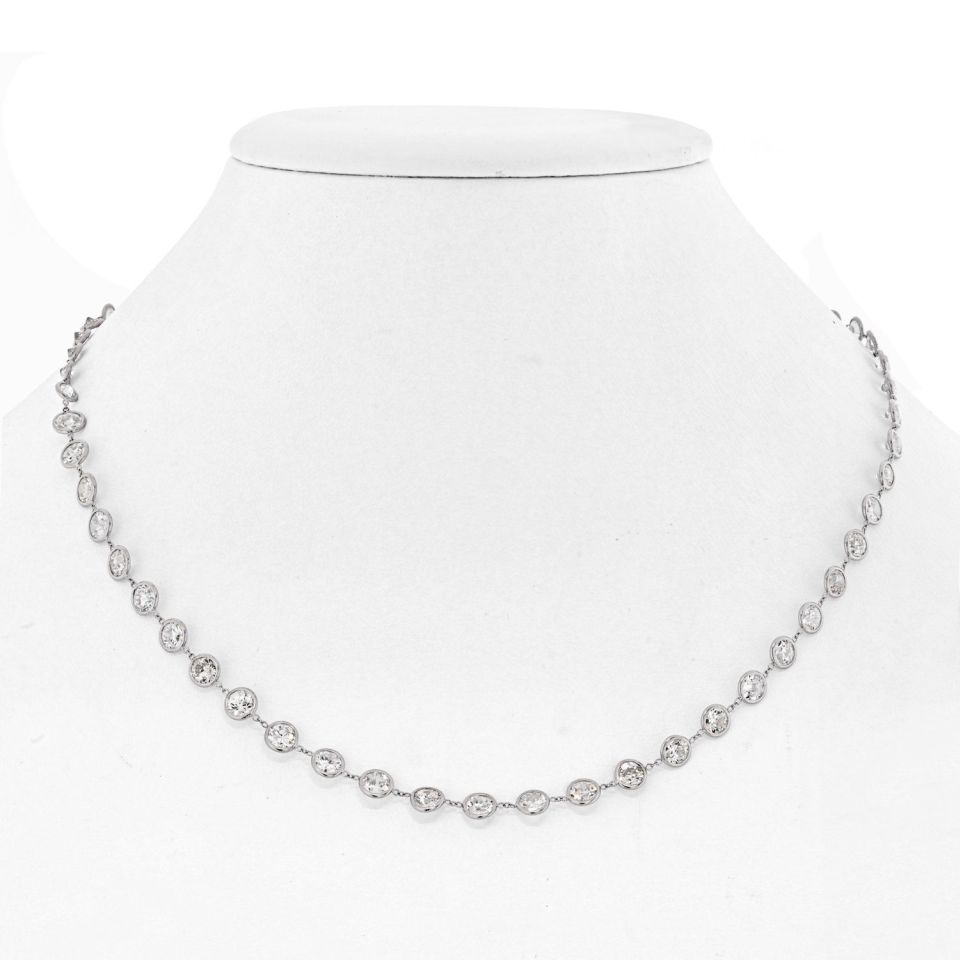 Platinum 15 Old European Cut Diamond By The Yard Chain Necklace - The Back Vault