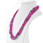 David Webb 18K White Gold 5 Strand Of Ruby And Sapphires Necklace - The Back Vault